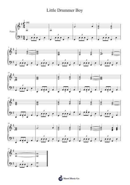 Little Drummer Boy (without melody) Sheet Music by Katherine Kennicott Davis-Arr.Pocent