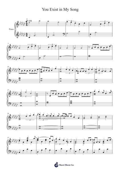 You Exist in My Song Sheet Music by Wanting Qu-Arr.Neearl