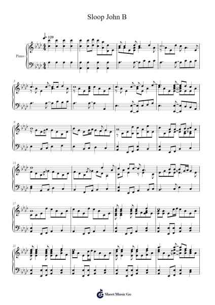 Sloop John B Sheet Music by The Beach Boys-Arr.Lilrald