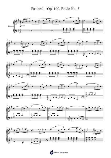 Pastoral – Op. 100, Etude No. 3 Sheet Music by Friedrich Burgmüller-Arr.Jonesrhys