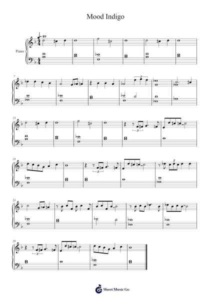 Mood Indigo Sheet Music by Duke Ellington-Arr.Bulgy Boylebaird
