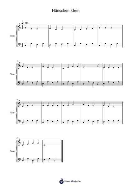 Hänschen klein Partitura de Franz Wiedemann-Arr.Chamcarr Cherbard