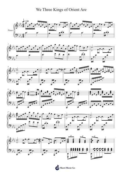 We Three Kings of Orient Are Sheet Music by John Henry Hopkins Jr.-Arr.Ossharp Nortiane