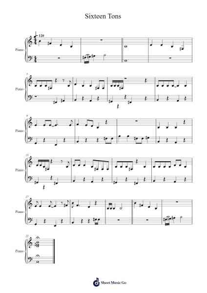Sixteen Tons of Coal Sheet Music by Merle Travis-Arr.Quenram