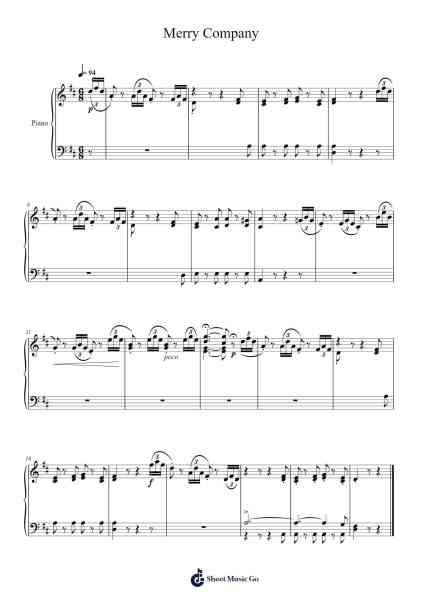 Merry Company –First Lessons No. 29, Op. 117 Partitura de Cornelius Gurlitt-Arr.Nanriah Obrook
