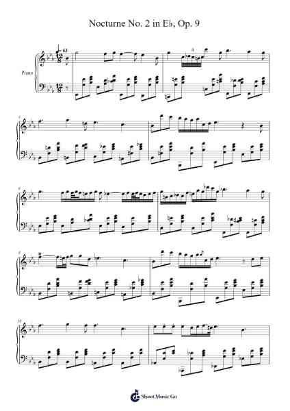 Nocturne No. 2 in E♭, Op. 9 Sheet Music by Frédéric Chopin-Arr.Hootus