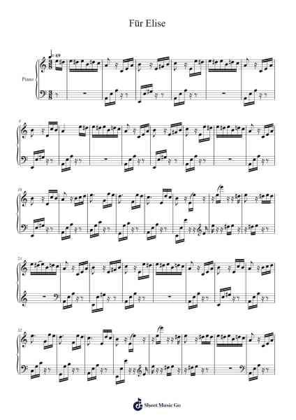 Für Elise Sheet Music by Ludwig van Beethoven-Arr.Babdy Maudpeare