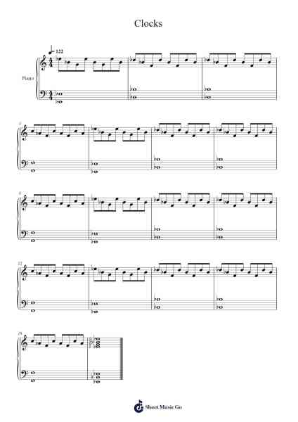 Clocks Sheet Music by Coldplay-Arr.Blitheclough