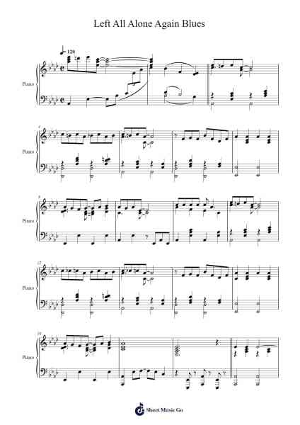 Left All Alone Again Blues Sheet Music by Jerome Kern-Arr.Maugvia Browninglogg