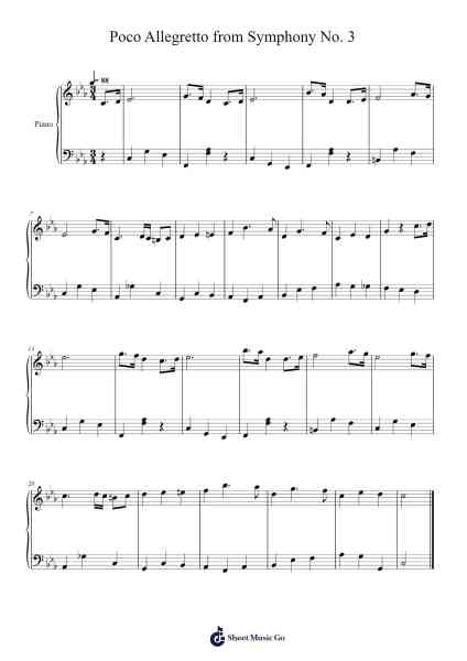 Poco allegretto from Symphony No. 3 Sheet Music by Johannes Brahms-Arr.Elboyce
