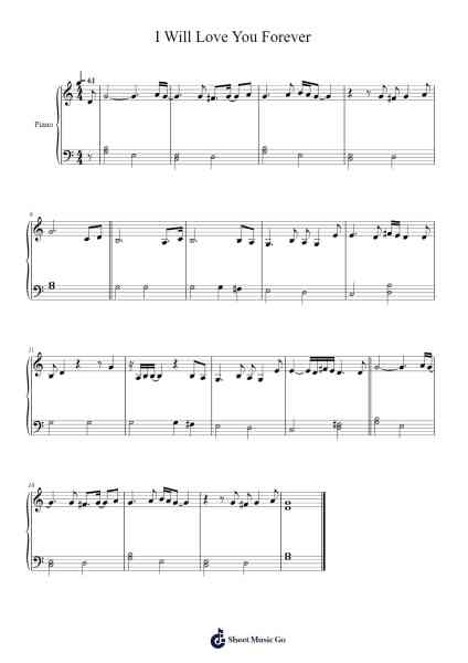 I will love you forever Sheet Music by Whitney Houston-Arr.Duttdes Dawnpril