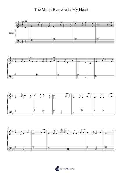 The Moon Represents My Heart Sheet Music by Teresa Teng-Arr.Vicvey Cotge