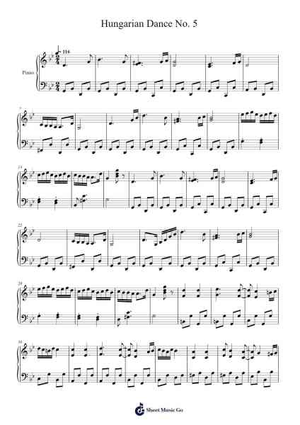 Allegro Vivace – Hungarian Dance No. 5 Sheet Music by Johannes Brahms-Arr.Maltzster Colcott