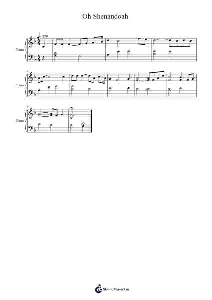 Oh Shenandoah Partitura de American Traditional-Arr.Payyule