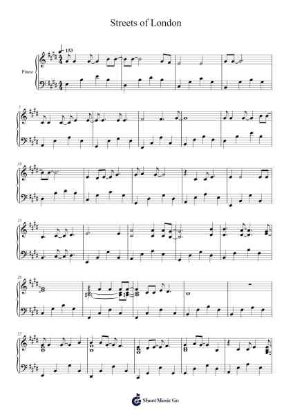 Streets of London Sheet Music by Ralph McTell-Arr.Carrnie