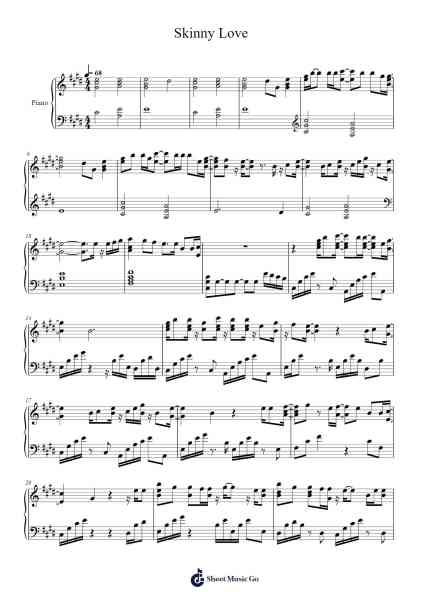 Skinny Love Sheet Music by Birdy-Arr.Jefgiles Greren