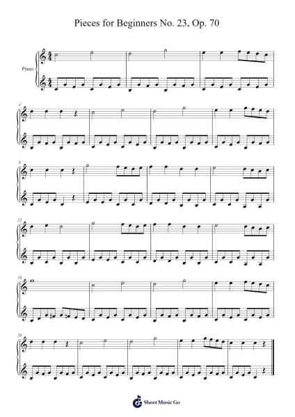 Pieces for Beginners No. 23, Op. 70 Partitura de Johann Hermann Berens-Arr.Paulholmes