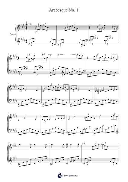 Arabesque No. 1 – Deux Arabesques Sheet Music by Claude Debussy-Arr.Gunnd