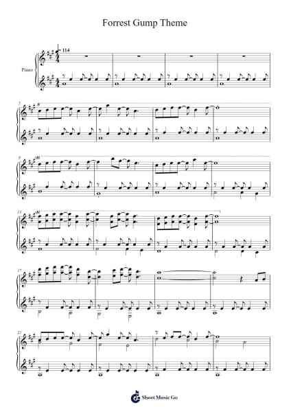 Forrest Gump theme song Sheet Music by Alan Silvestri-Arr.Churser