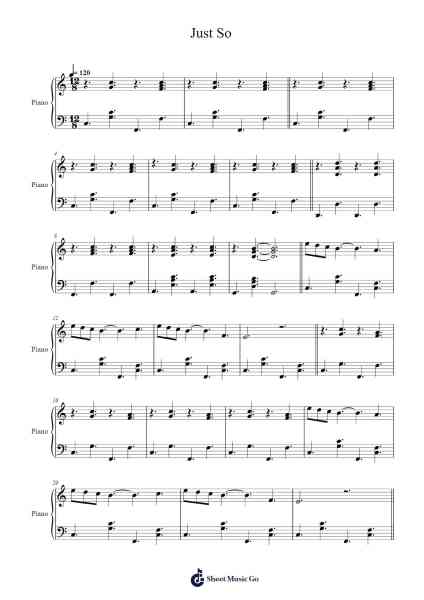 Just So (without melody) Sheet Music by Agnes Obel-Arr.Swinria