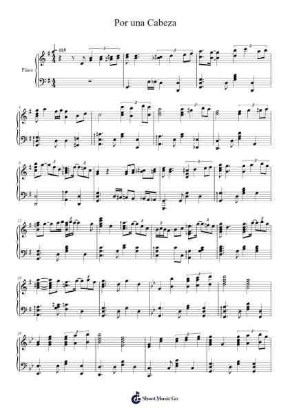 Por una Cabeza Sheet Music by Carlos Gardel-Arr.Wilheljones