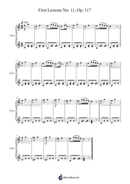 First Lessons No. 11, Op. 117 Partitura de Cornelius Gurlitt-Arr.Rosjay Sibylgale