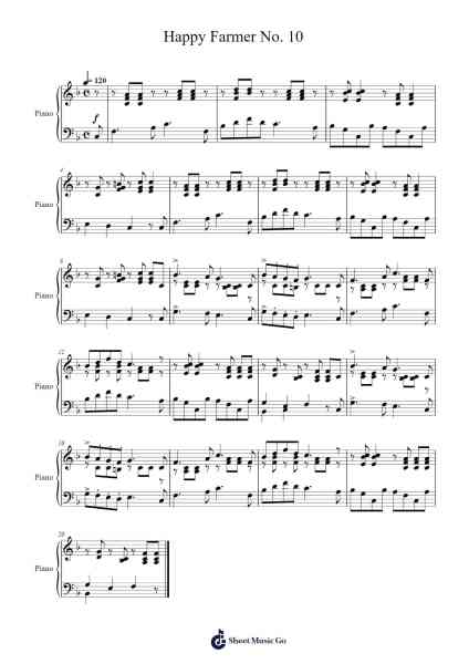 Happy Farmer No. 10 – Album for the Young Sheet Music by Robert Schumann-Arr.Dwightbright