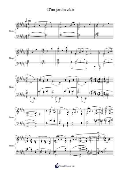 D'un jardin clair Sheet Music by Lili Boulanger-Arr.Cranemie