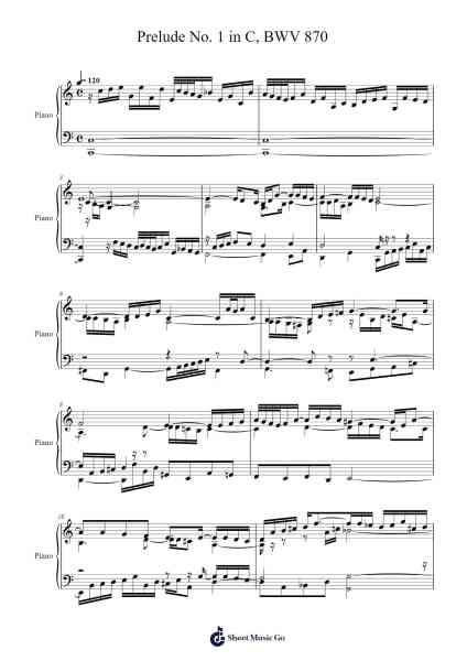 Prelude No. 1 in C, BWV 870 Sheet Music by Johann Sebastian Bach-Arr.Leolop Faypys