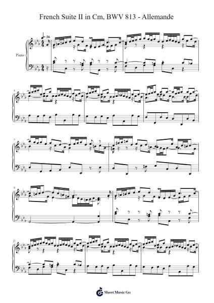 Allemande – French Suite II in Cm, BWV 813 Sheet Music by Johann Sebastian Bach-Arr.Glenngo Ianleign