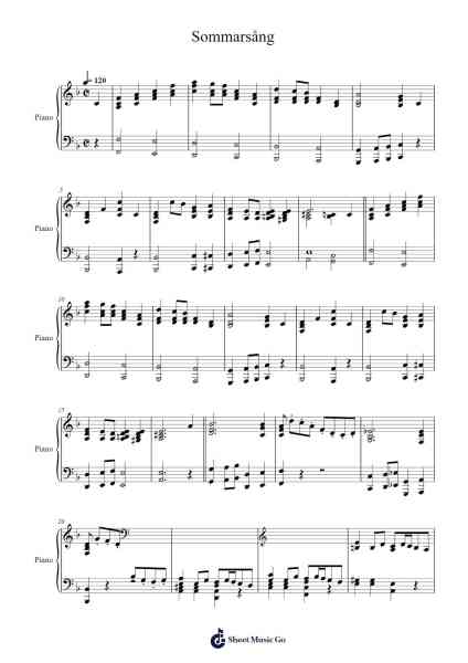 Sommarsång –Frösöblomster I Sheet Music by Wilhelm Peterson-Berger-Arr.Virgreg