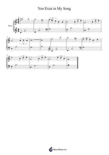 You Exist in My Song Sheet Music by Wanting Qu-Arr.Mila