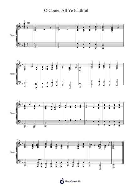 O Come, All Ye Faithful Sheet Music by Christmas Carol-Arr.Wesquinn Bunmeg