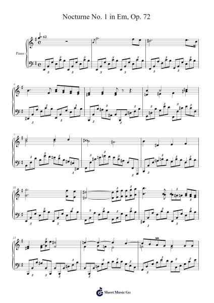 Nocturne No. 1 in Em, Op. 72 Sheet Music by Frédéric Chopin-Arr.Phylpeg Bradning