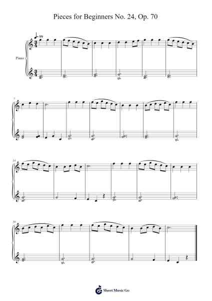 Pieces for Beginners No. 24, Op. 70 Sheet Music by Johann Hermann Berens-Arr.Kelins Woothe