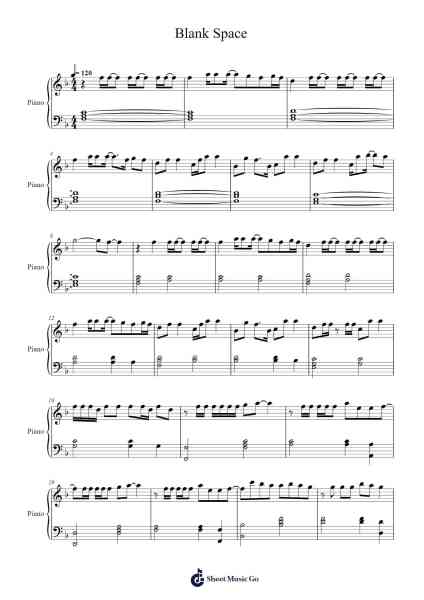 Blank Space Musica per pianoforte di Taylor Swift - Arr.Caewald Tabpritt