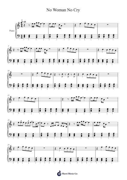 No Woman No Cry Sheet Music by Bob Marley-Arr.Kentnice Dalnoah