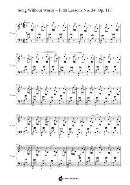 Song Without Words – First Lessons No. 34, Op. 117 Sheet Music by Cornelius Gurlitt-Arr.Fesey Elroyrian