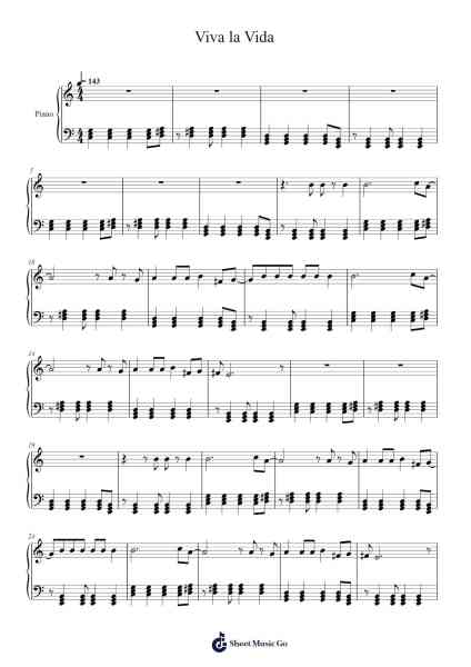 Viva la Vida Sheet Music by Coldplay-Arr.Ossharp Nortiane