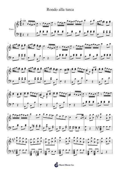 III. Rondo alla turca – Sonata No. 11, K. 331 Sheet Music by Wolfgang Amadeus Mozart-Arr.Brookjoy
