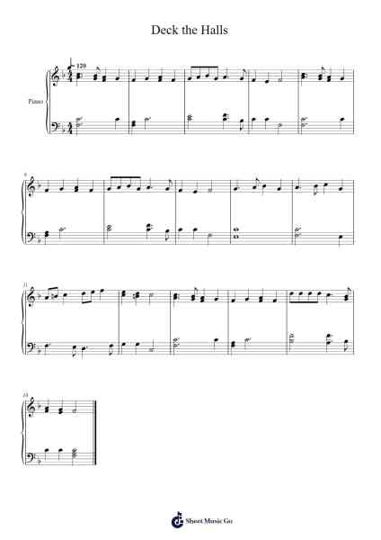 Deck the Halls Sheet Music by English Traditional-Arr.Comnions Irlay