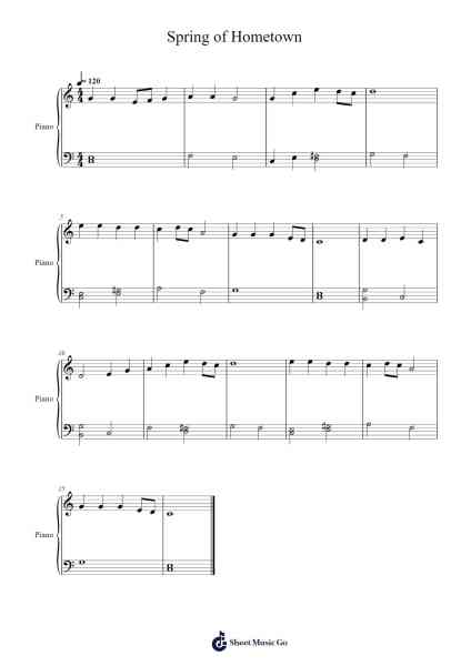 Spring of Hometown Sheet Music by Hong Nan-pa-Arr.Rusden