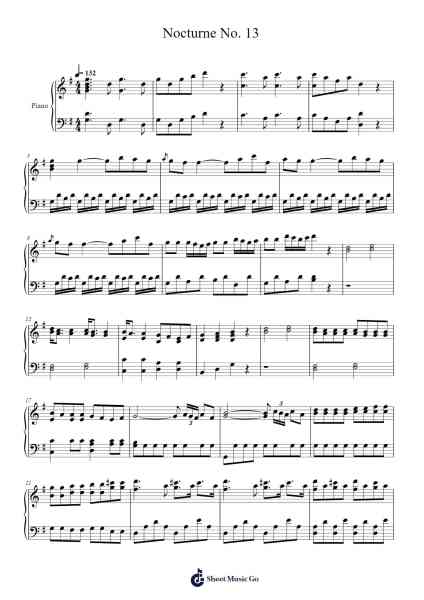 Nocturne No. 13 Sheet Music by Wolfgang Amadeus Mozart-Arr.Earmay