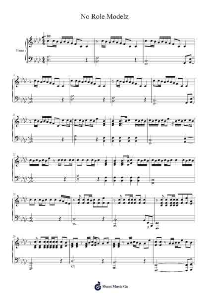 No Role Modelz 樂譜由 J. Cole - 編曲 Sigwy Lorxine