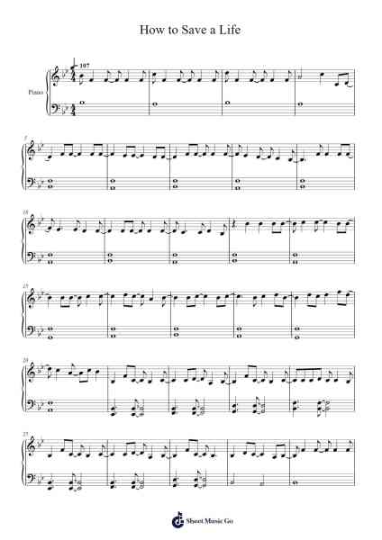 How to Save a Life Sheet Music by The Fray-Arr.Walry