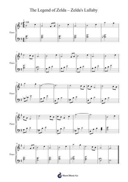 The Legend of Zelda – Zelda's Lullaby Sheet Music by Koji Kondo-Arr.Thodoreien