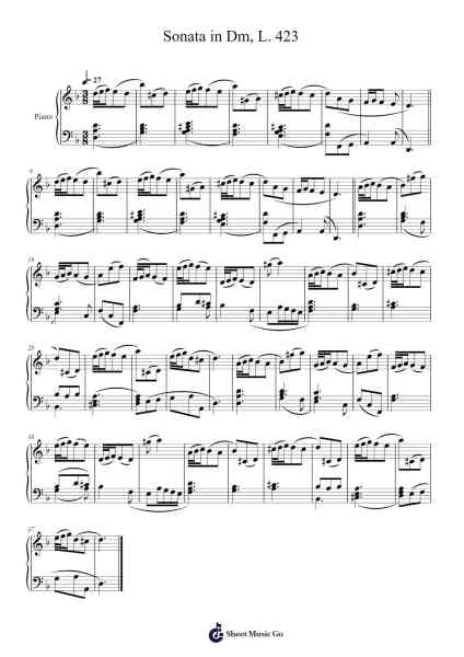 Sonata in Dm, L. 423 Sheet Music by Domenico Scarlatti-Arr.Pearric