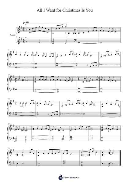 All I Want for Christmas Is You Sheet Music by Mariah Carey-Arr.Popdict Greyburns