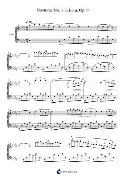 Nocturne No. 1 in B♭m, Op. 9 Sheet Music by Frédéric Chopin-Arr.Stilris Babty