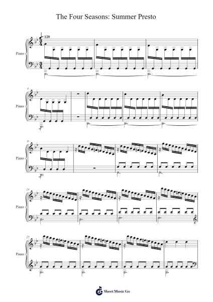 Summer Presto –The Four Seasons Sheet Music by Antonio Vivaldi-Arr.Rusden